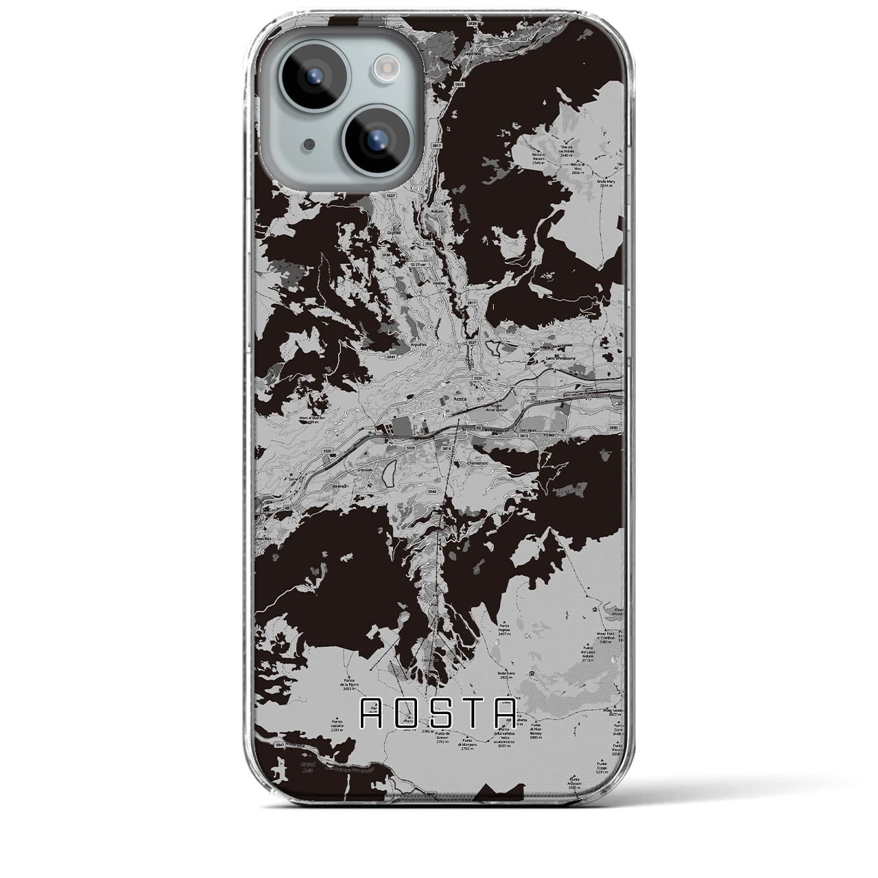 【アオスタ（イタリア）】地図柄iPhoneケース（クリアタイプ）