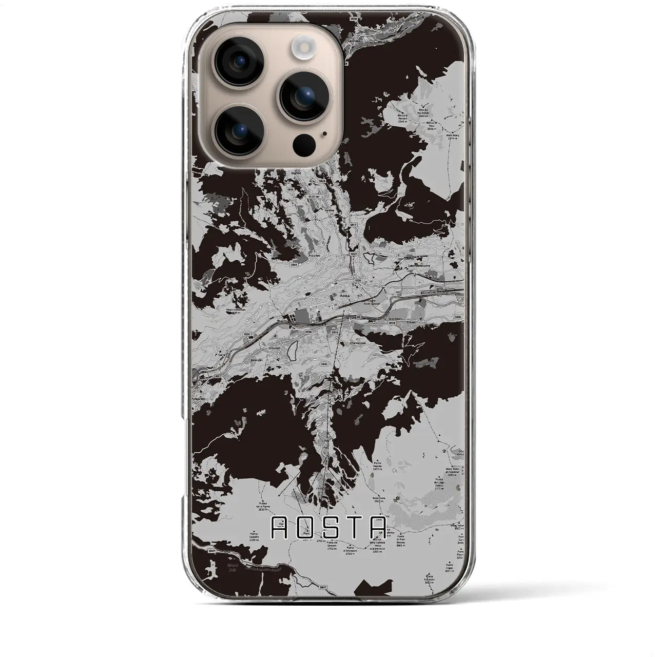 【アオスタ（イタリア）】地図柄iPhoneケース（クリアタイプ）