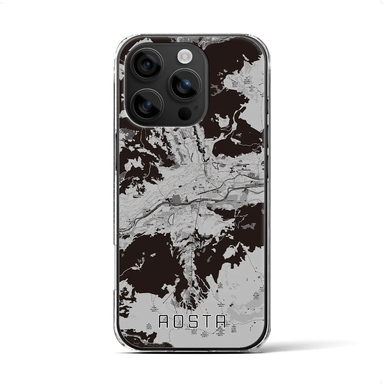 【アオスタ（イタリア）】地図柄iPhoneケース（クリアタイプ）