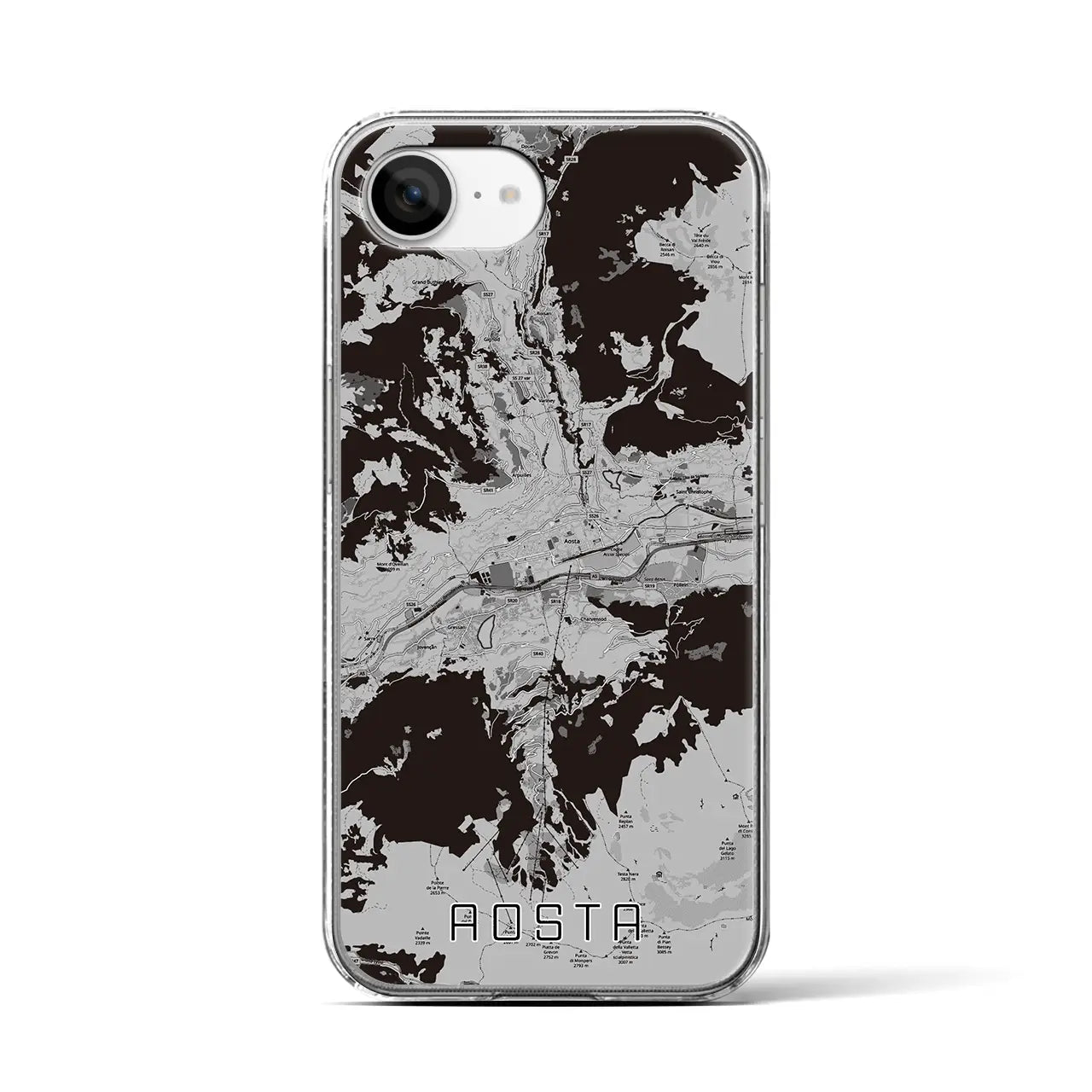 【アオスタ（イタリア）】地図柄iPhoneケース（クリアタイプ）