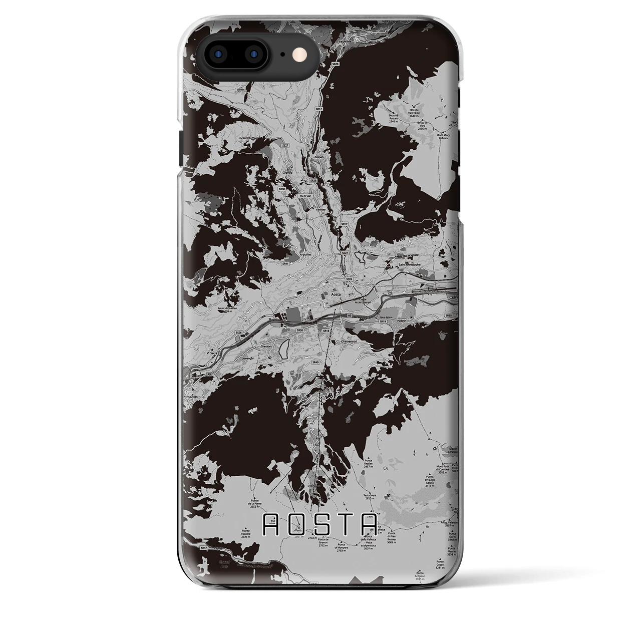 【アオスタ（イタリア）】地図柄iPhoneケース（クリアタイプ）