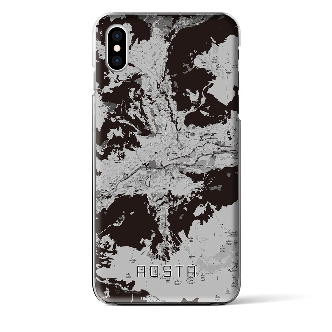 【アオスタ（イタリア）】地図柄iPhoneケース（クリアタイプ）