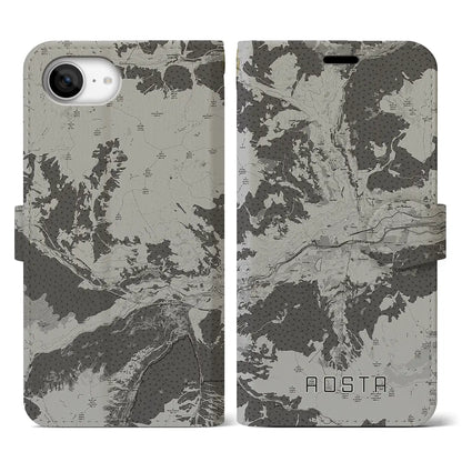 【アオスタ（イタリア）】地図柄iPhoneケース（手帳タイプ）