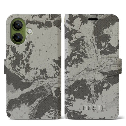 【アオスタ（イタリア）】地図柄iPhoneケース（手帳タイプ）