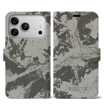 【アオスタ（イタリア）】地図柄iPhoneケース（手帳タイプ）