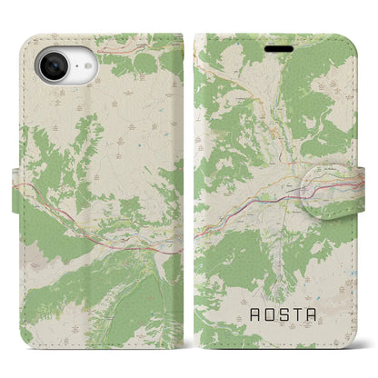 【アオスタ（イタリア）】地図柄iPhoneケース（手帳タイプ）