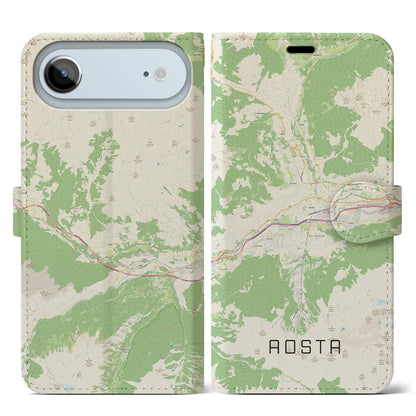 【アオスタ（イタリア）】地図柄iPhoneケース（手帳タイプ）