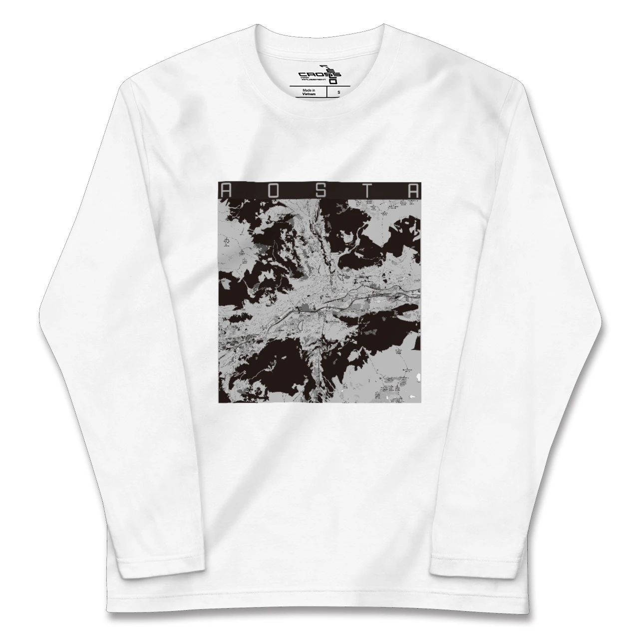 【アオスタ（イタリア）】地図柄ロングスリーブTシャツ