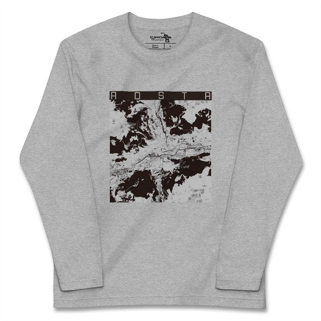 【アオスタ（イタリア）】地図柄ロングスリーブTシャツ