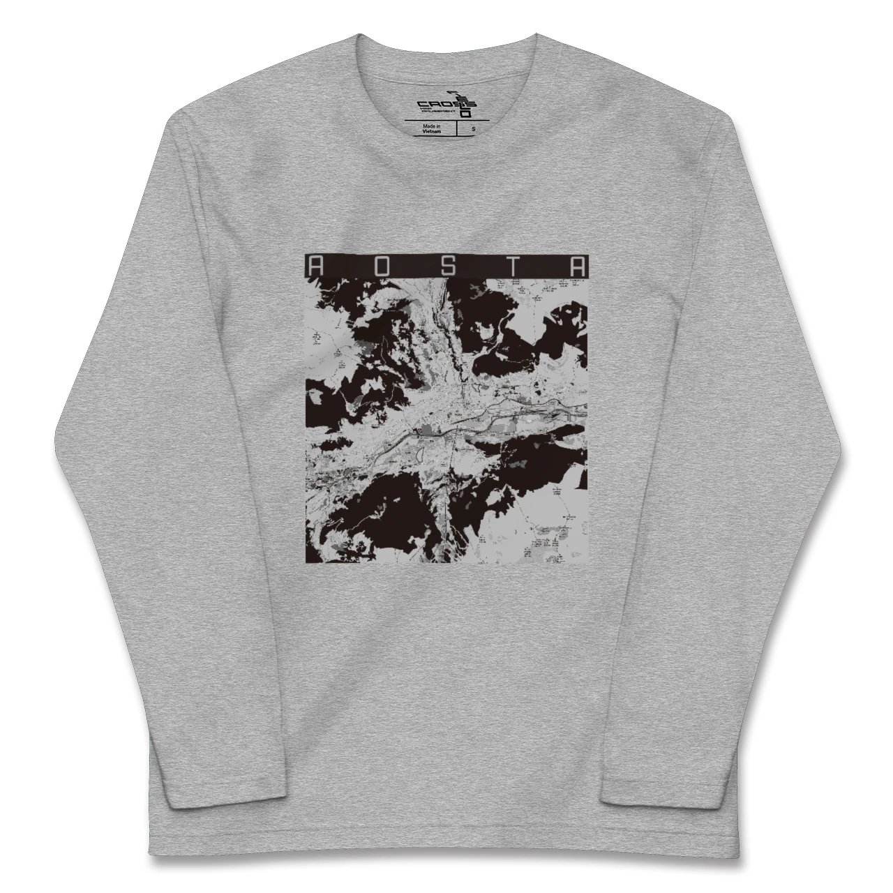 【アオスタ（イタリア）】地図柄ロングスリーブTシャツ