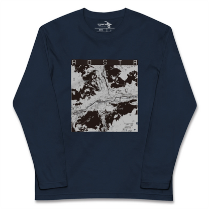 【アオスタ（イタリア）】地図柄ロングスリーブTシャツ