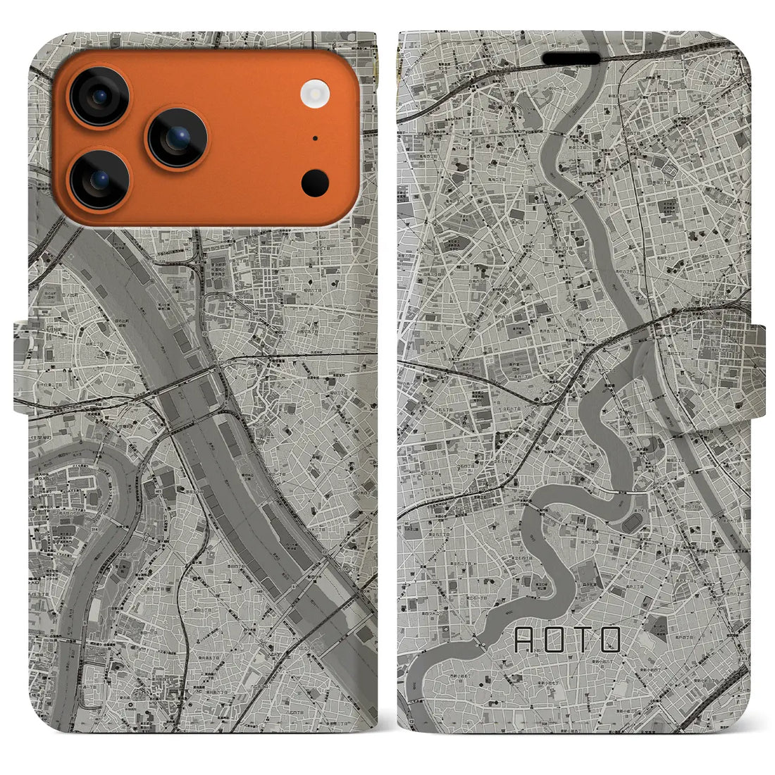 【青砥（東京都）】地図柄iPhoneケース（手帳タイプ）