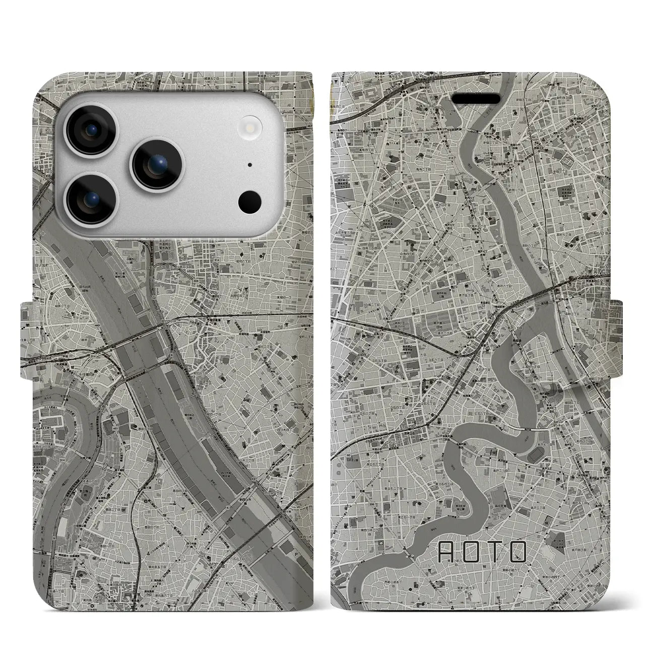 【青砥（東京都）】地図柄iPhoneケース（手帳タイプ）