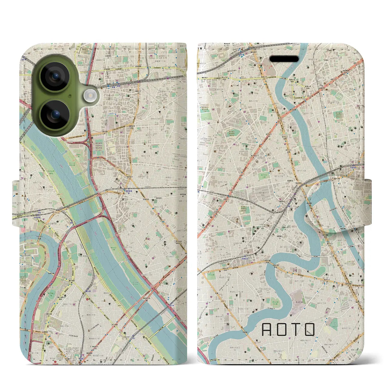 【青砥（東京都）】地図柄iPhoneケース（手帳タイプ）