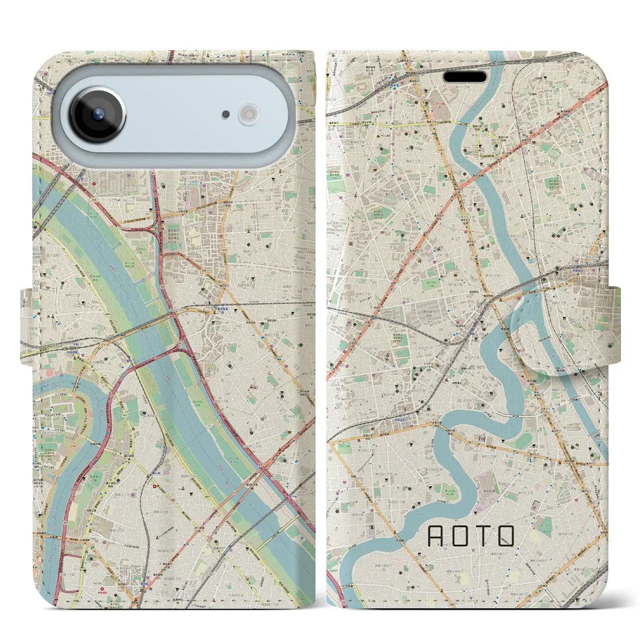 【青砥（東京都）】地図柄iPhoneケース（手帳タイプ）