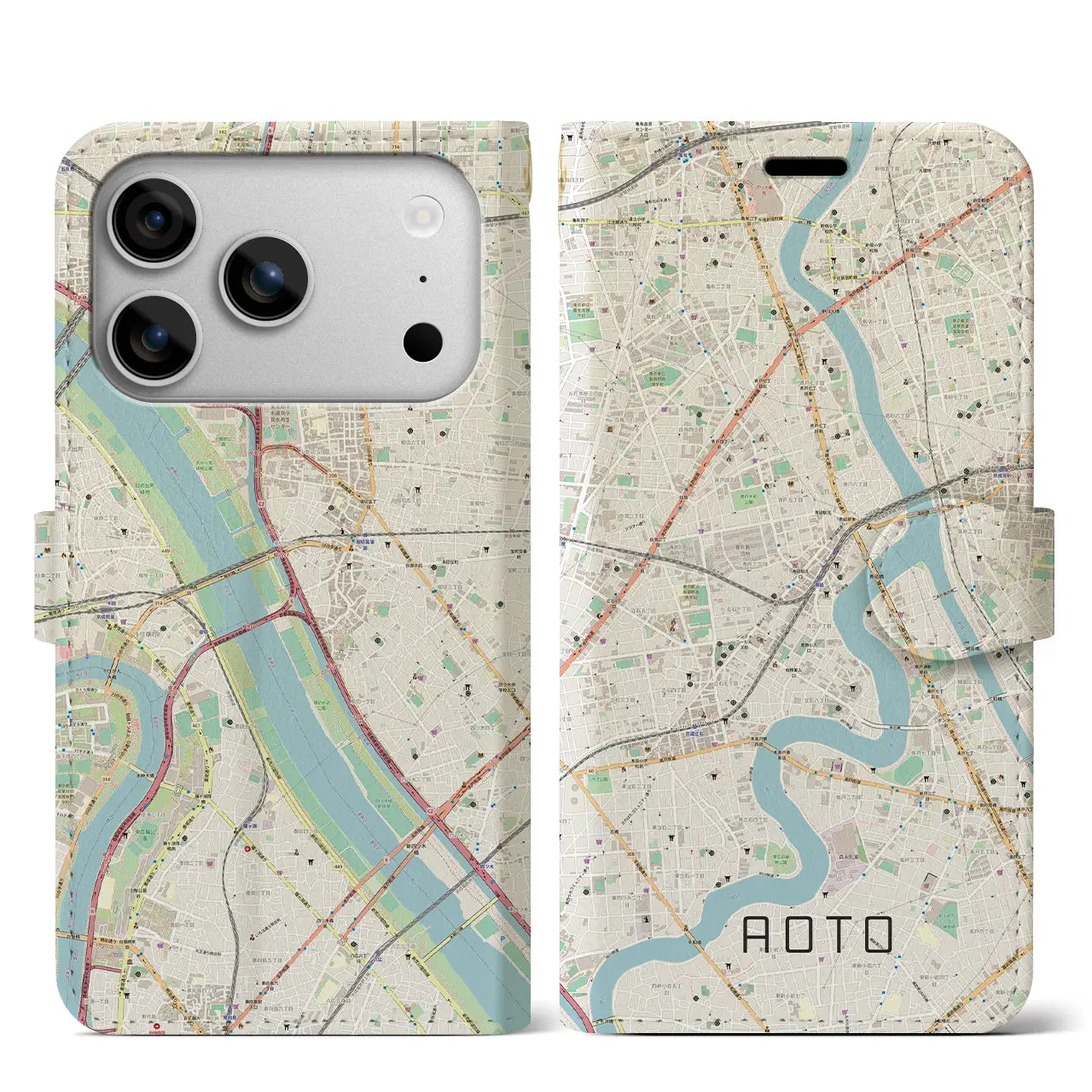 【青砥（東京都）】地図柄iPhoneケース（手帳タイプ）