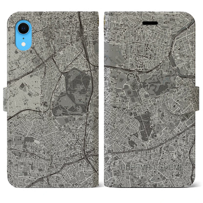 【青山一丁目（東京都）】地図柄iPhoneケース（手帳タイプ）モノトーン・iPhone XR 用