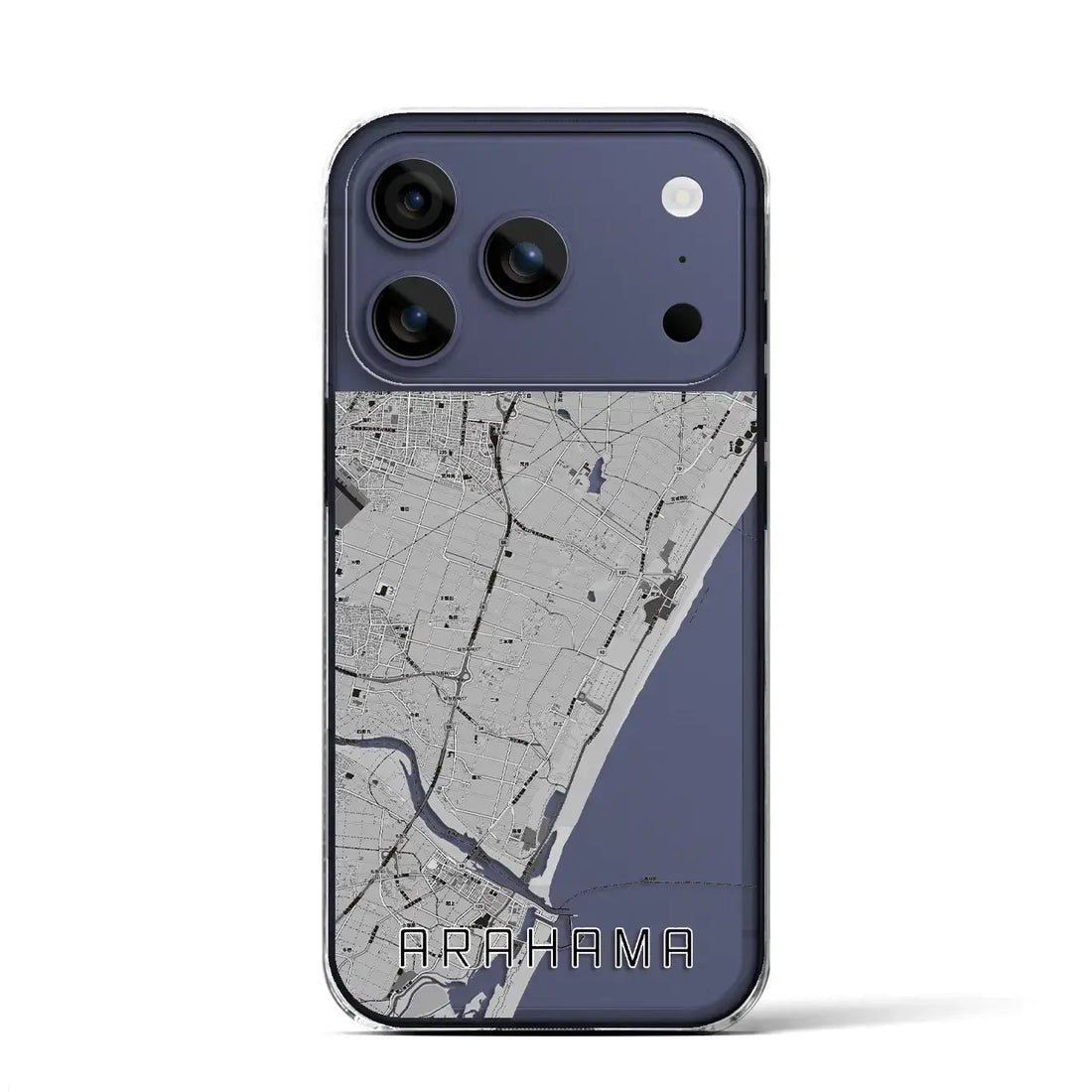 【荒浜(宮城県)】地図柄iPhoneケース(クリアタイプ)モノトーン・iPhone 17 Pro Max 用