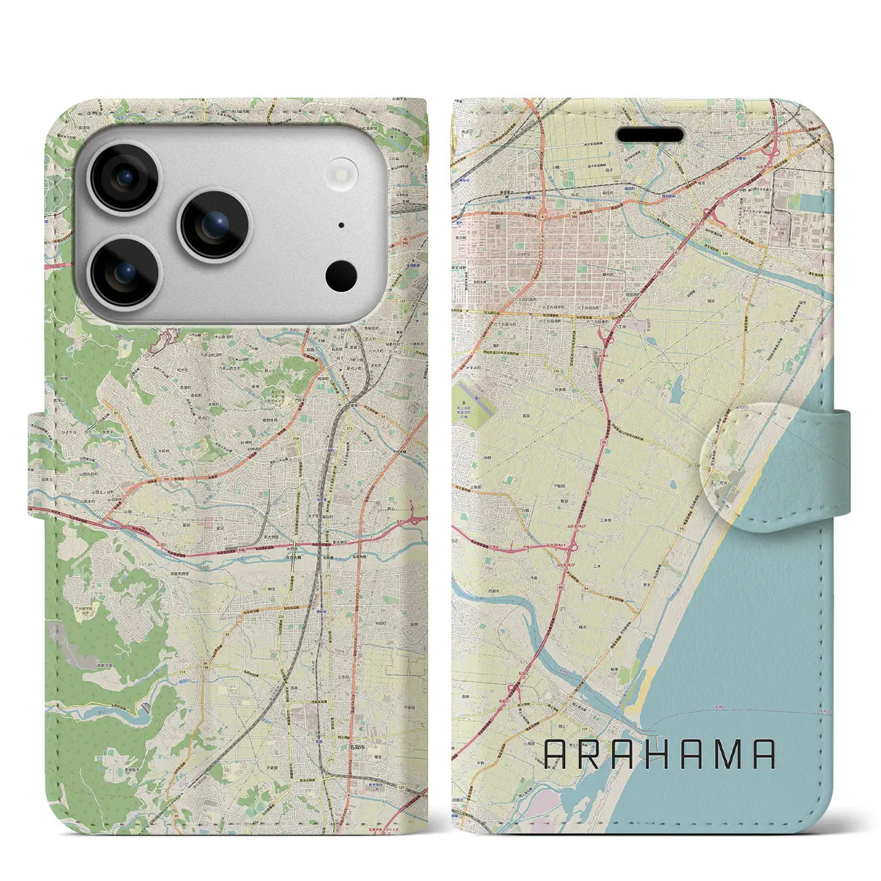 【荒浜（宮城県）】地図柄iPhoneケース（手帳タイプ）