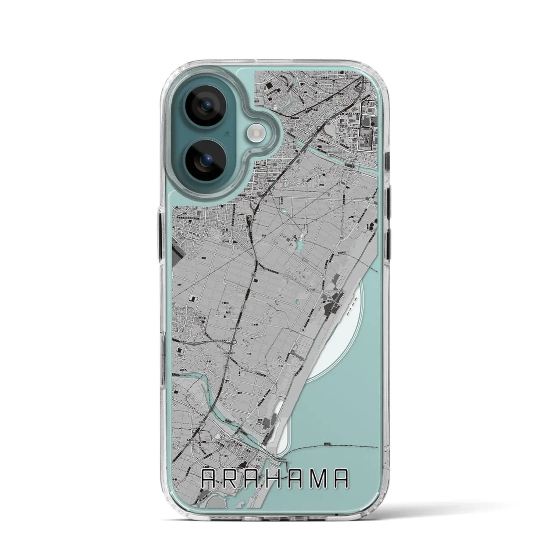 【荒浜(宮城県)】地図柄iPhoneケース(MagSafeタイプ)モノトーン・iPhone 16 Pro 用