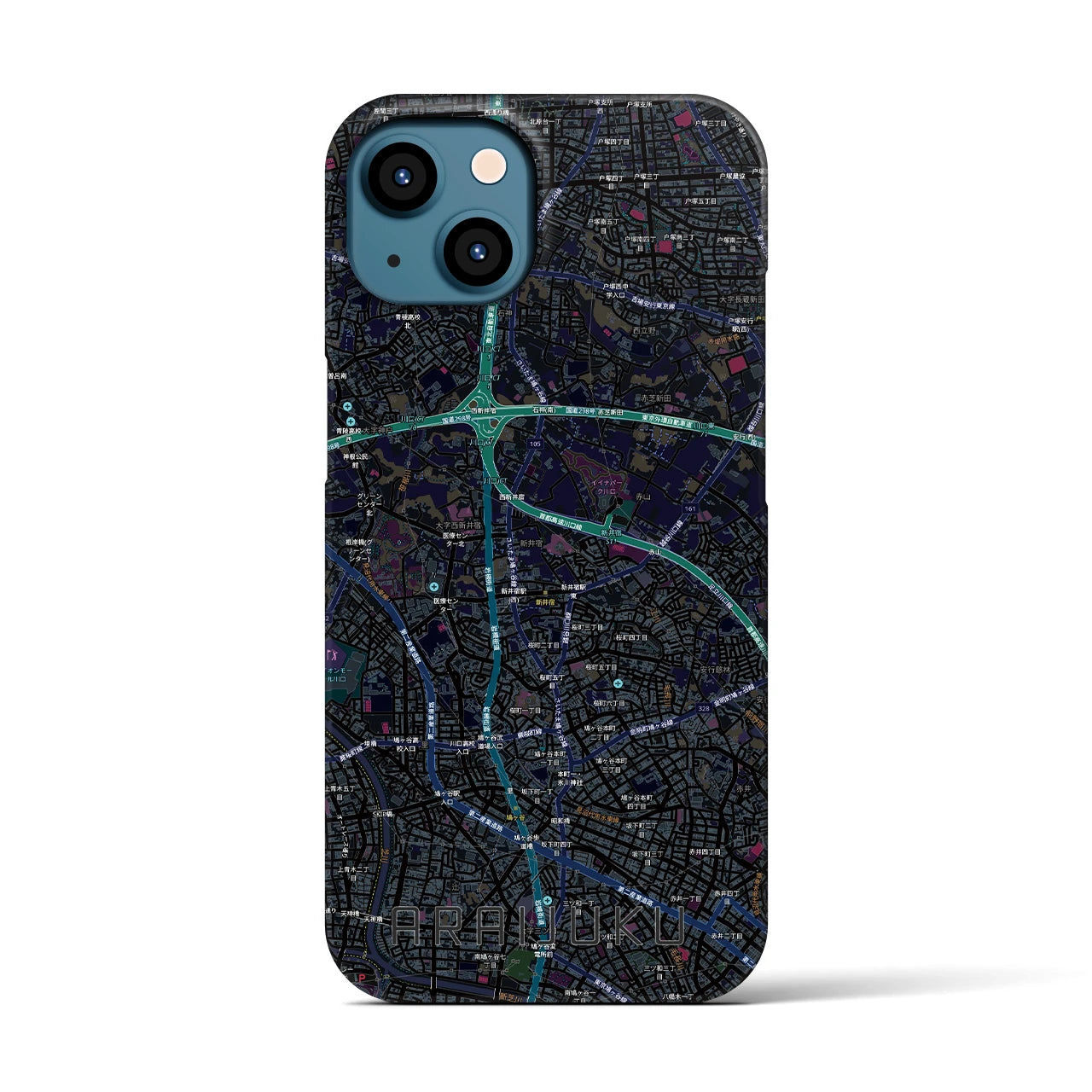 【新井宿（埼玉県）】地図柄iPhoneケース（バックカバータイプ）