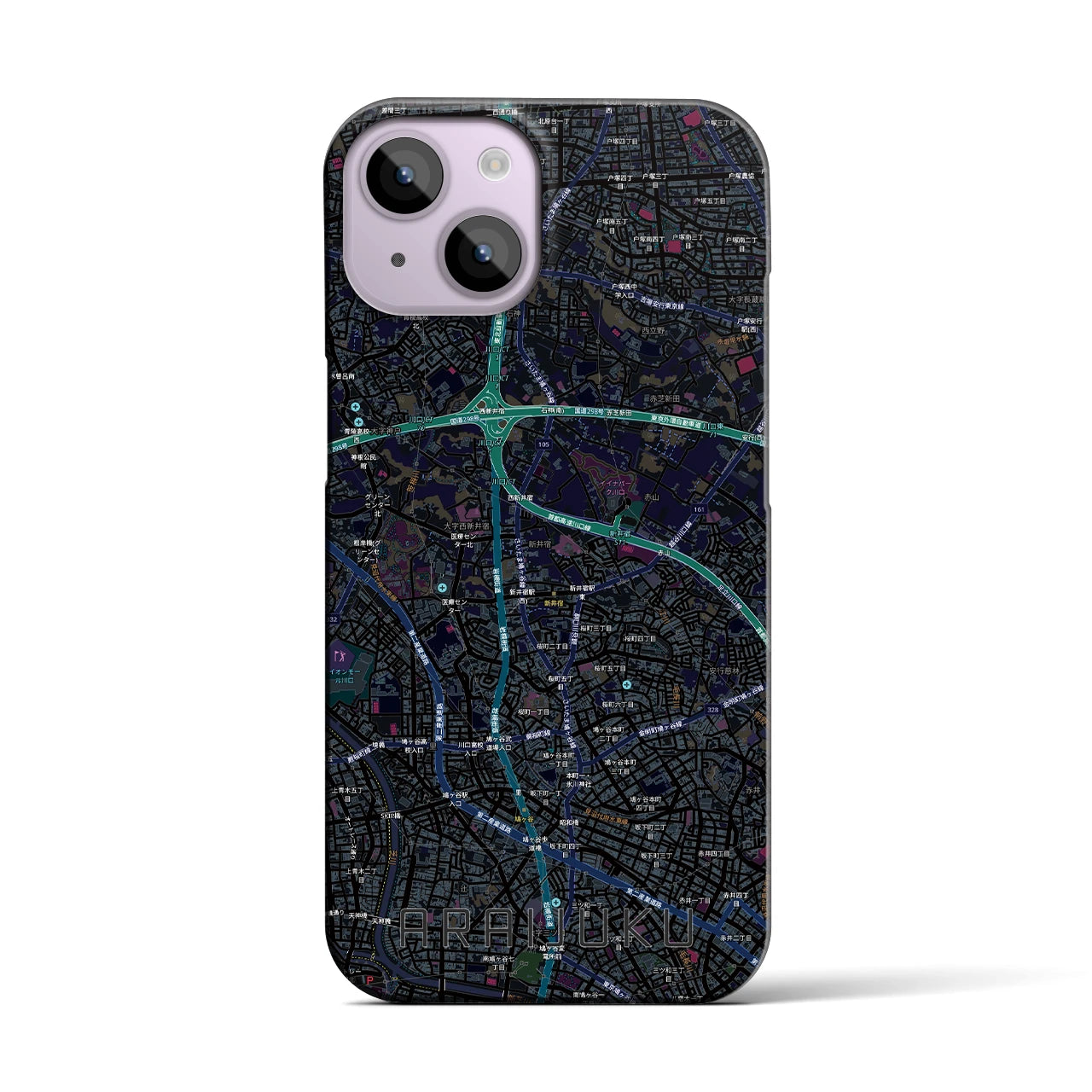 【新井宿（埼玉県）】地図柄iPhoneケース（バックカバータイプ）