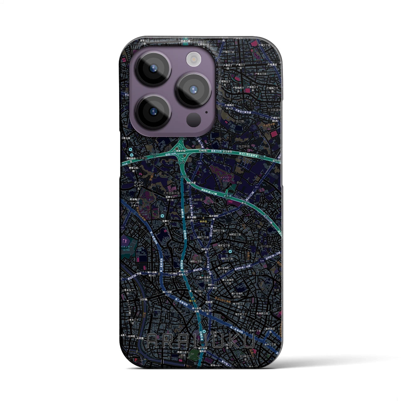 【新井宿（埼玉県）】地図柄iPhoneケース（バックカバータイプ）