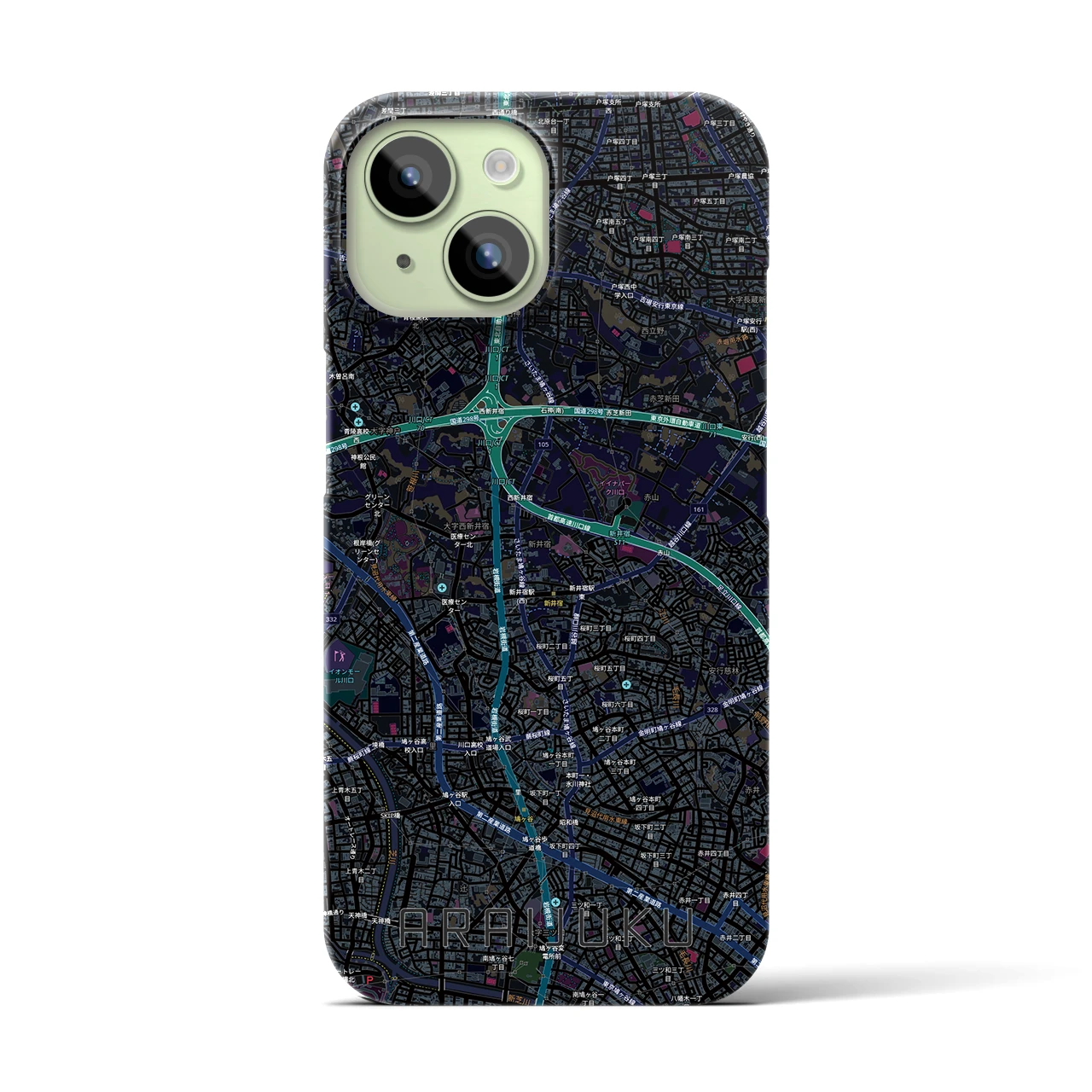 【新井宿（埼玉県）】地図柄iPhoneケース（バックカバータイプ）