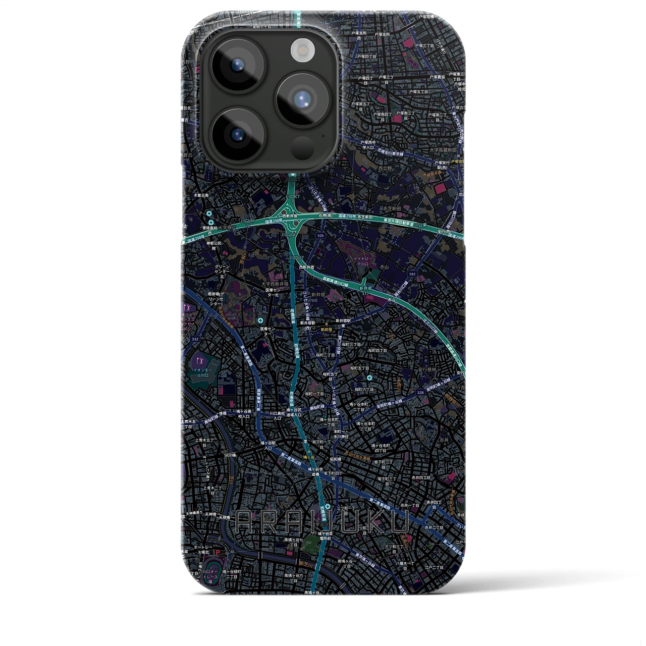 【新井宿（埼玉県）】地図柄iPhoneケース（バックカバータイプ）