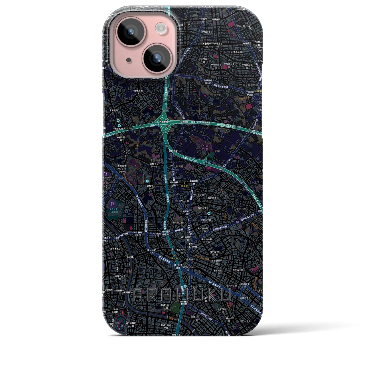 【新井宿（埼玉県）】地図柄iPhoneケース（バックカバータイプ）