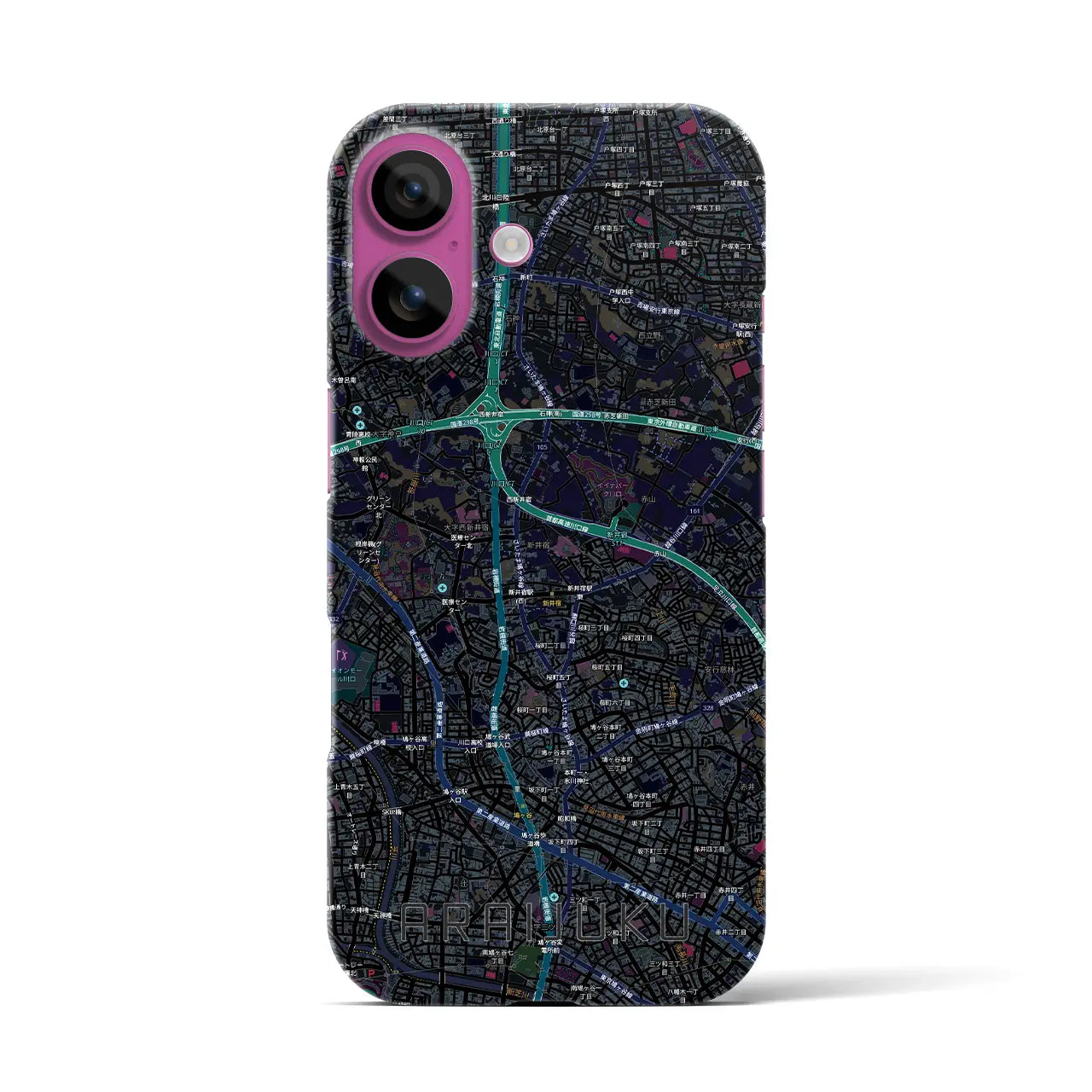 【新井宿（埼玉県）】地図柄iPhoneケース（バックカバータイプ）