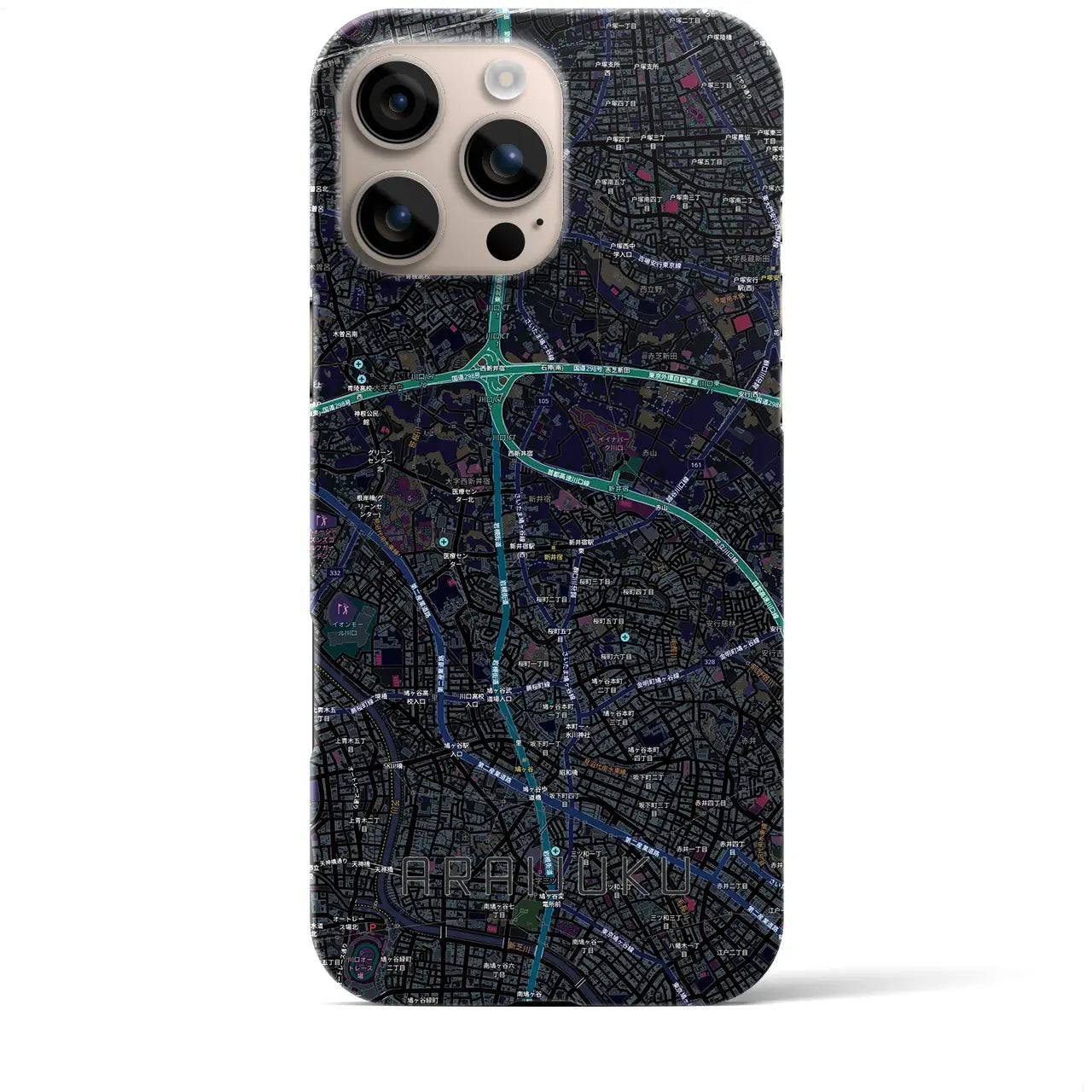 【新井宿（埼玉県）】地図柄iPhoneケース（バックカバータイプ）