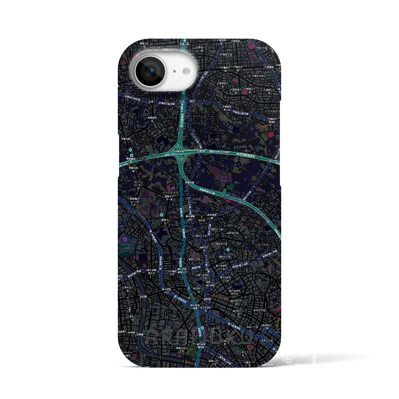 【新井宿（埼玉県）】地図柄iPhoneケース（バックカバータイプ）