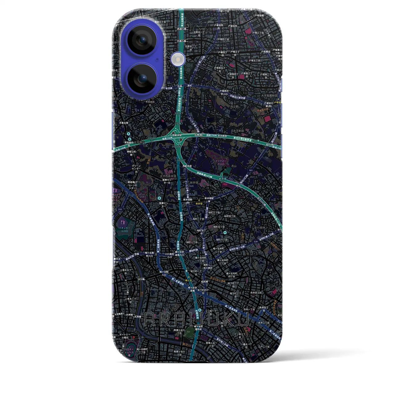 【新井宿（埼玉県）】地図柄iPhoneケース（バックカバータイプ）