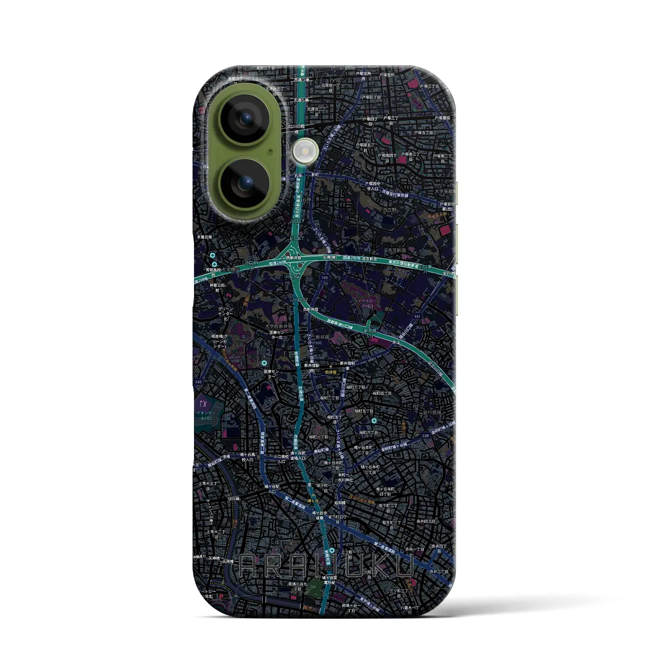 【新井宿（埼玉県）】地図柄iPhoneケース（バックカバータイプ）