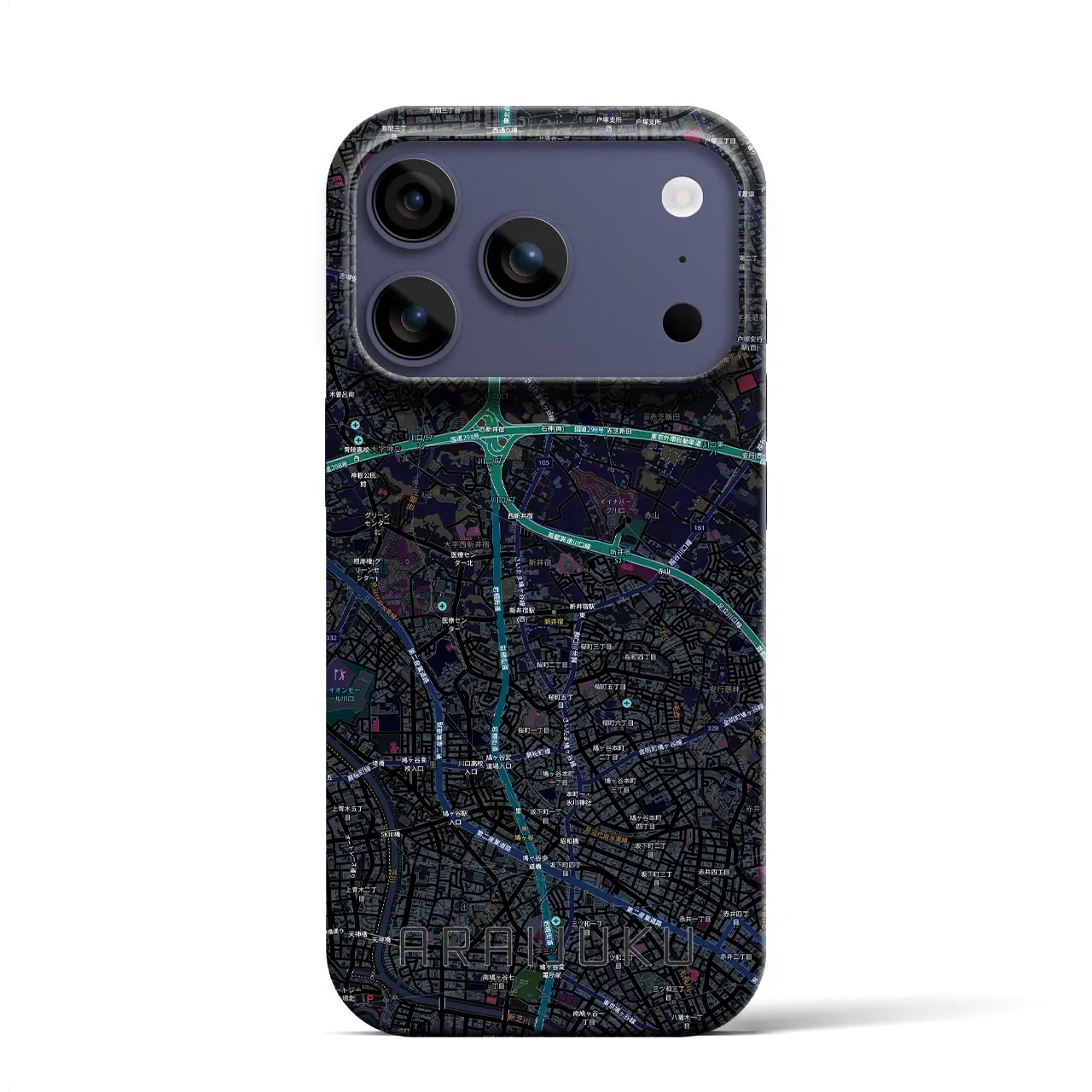 【新井宿（埼玉県）】地図柄iPhoneケース（バックカバータイプ）