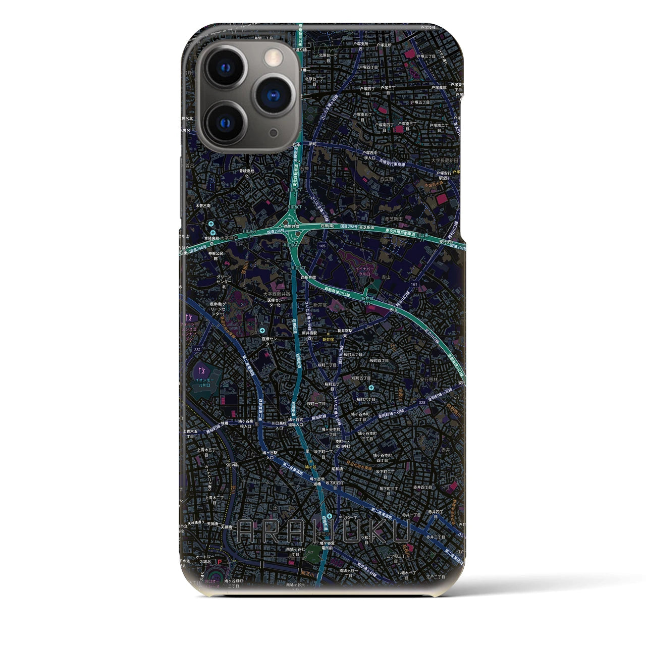 【新井宿（埼玉県）】地図柄iPhoneケース（バックカバータイプ）