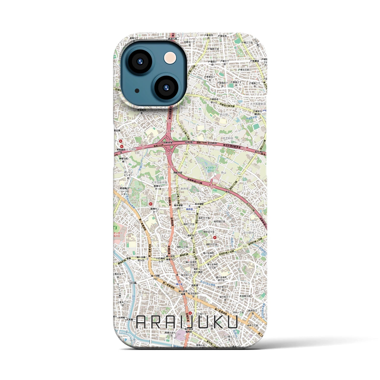 【新井宿（埼玉県）】地図柄iPhoneケース（バックカバータイプ）