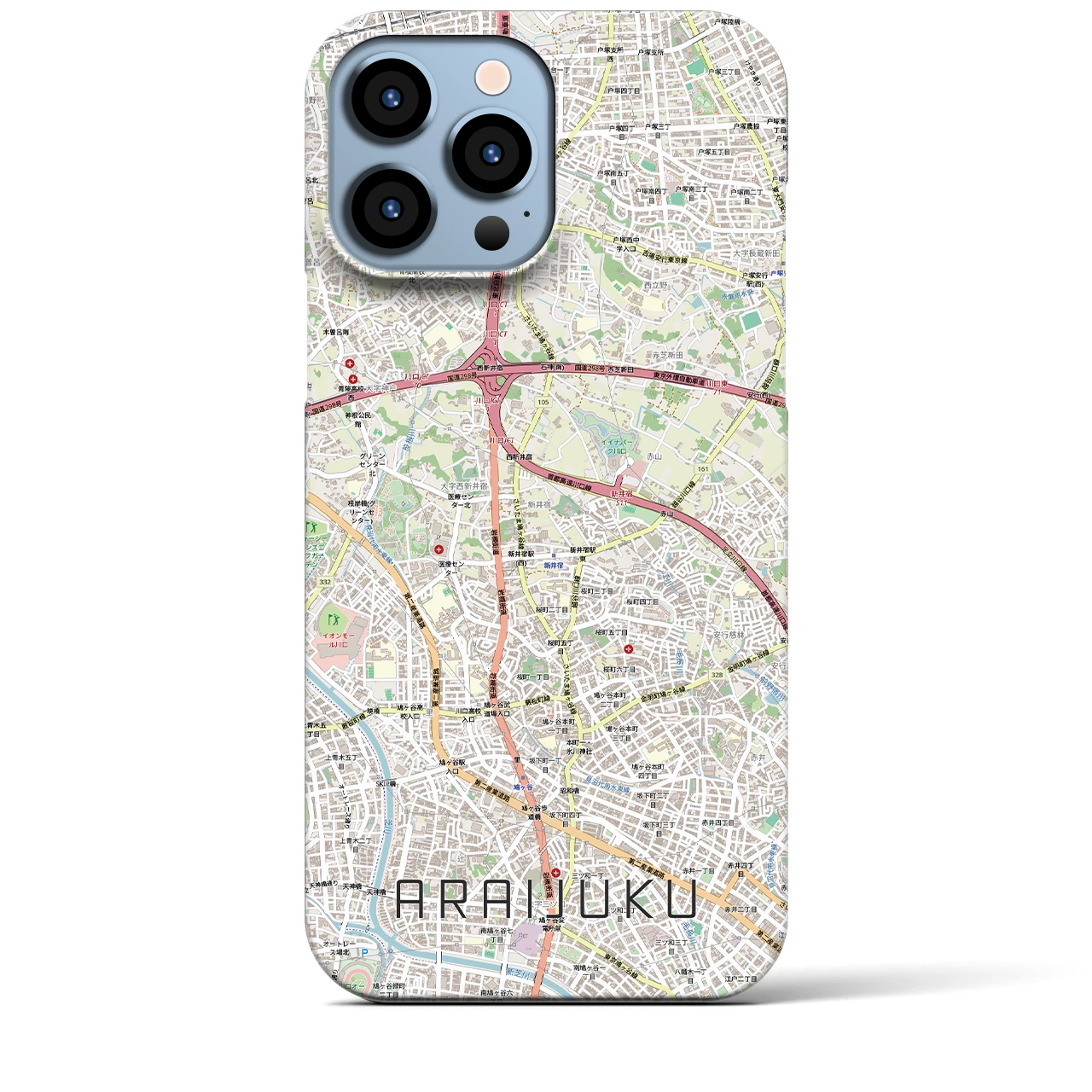 【新井宿（埼玉県）】地図柄iPhoneケース（バックカバータイプ）