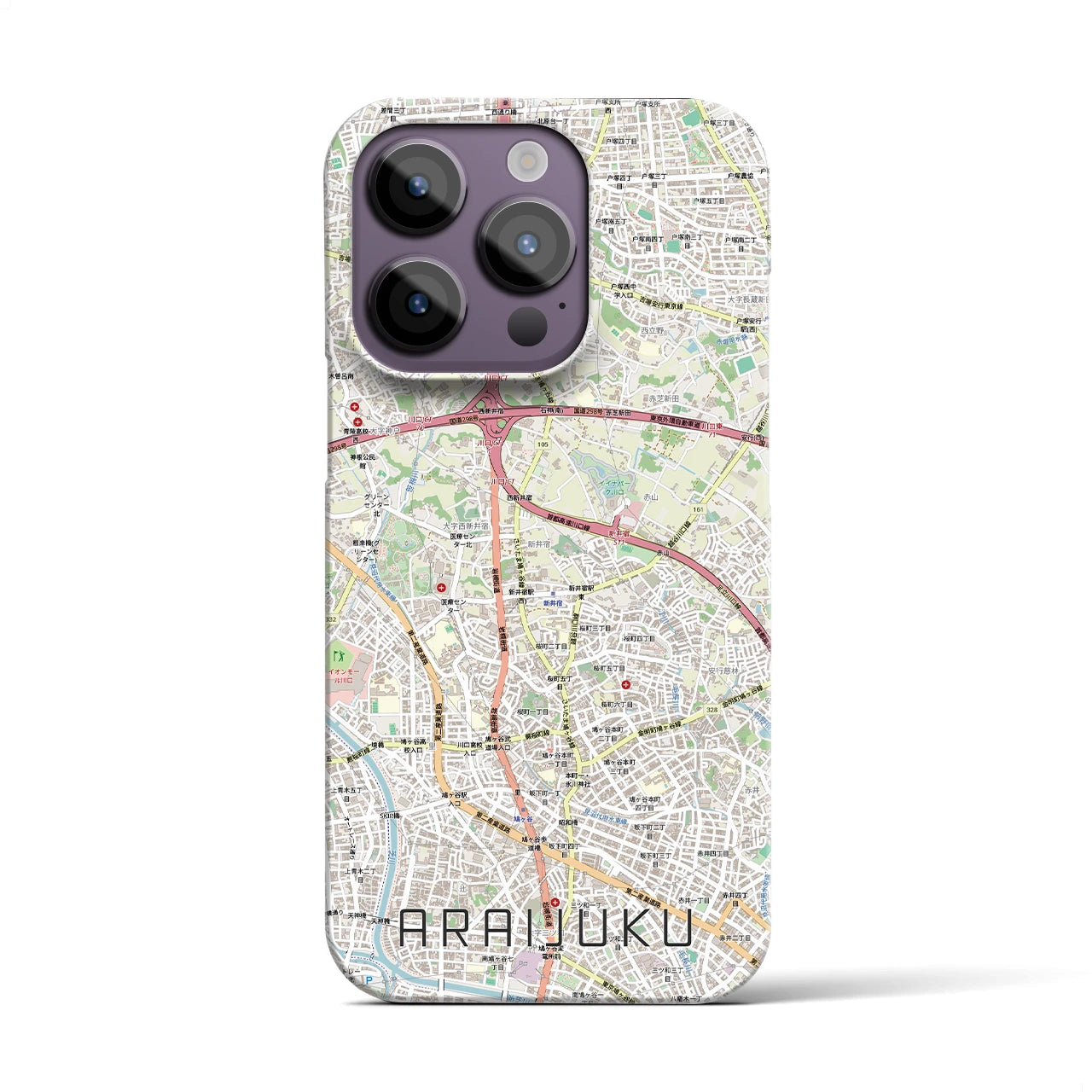 【新井宿（埼玉県）】地図柄iPhoneケース（バックカバータイプ）