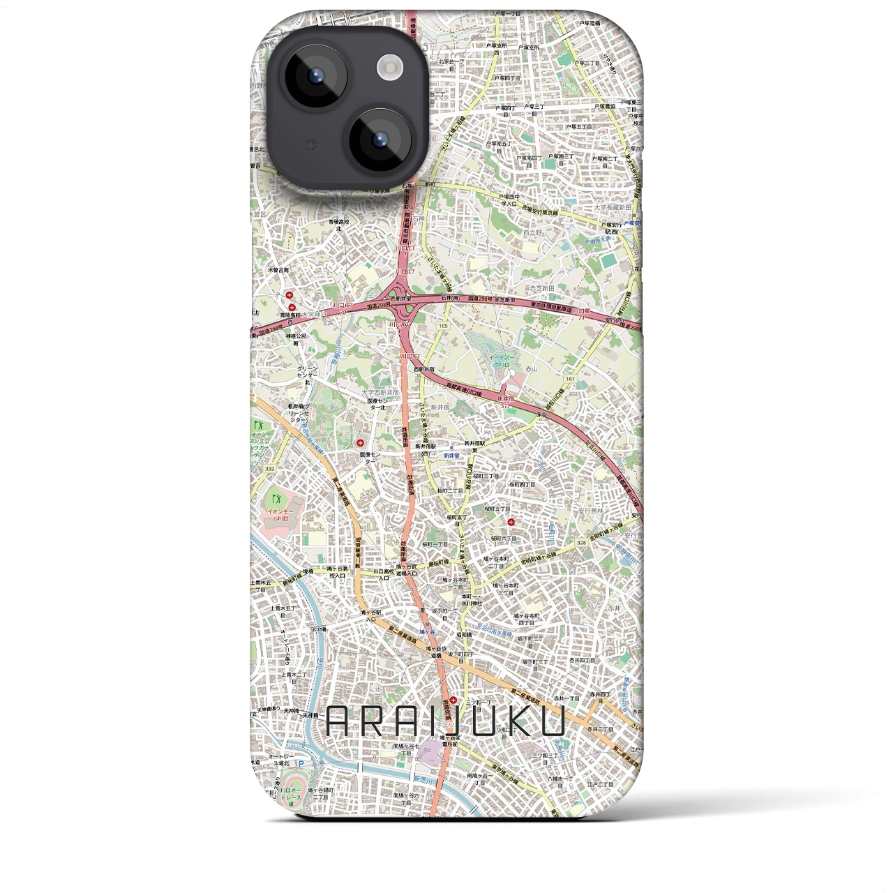 【新井宿（埼玉県）】地図柄iPhoneケース（バックカバータイプ）