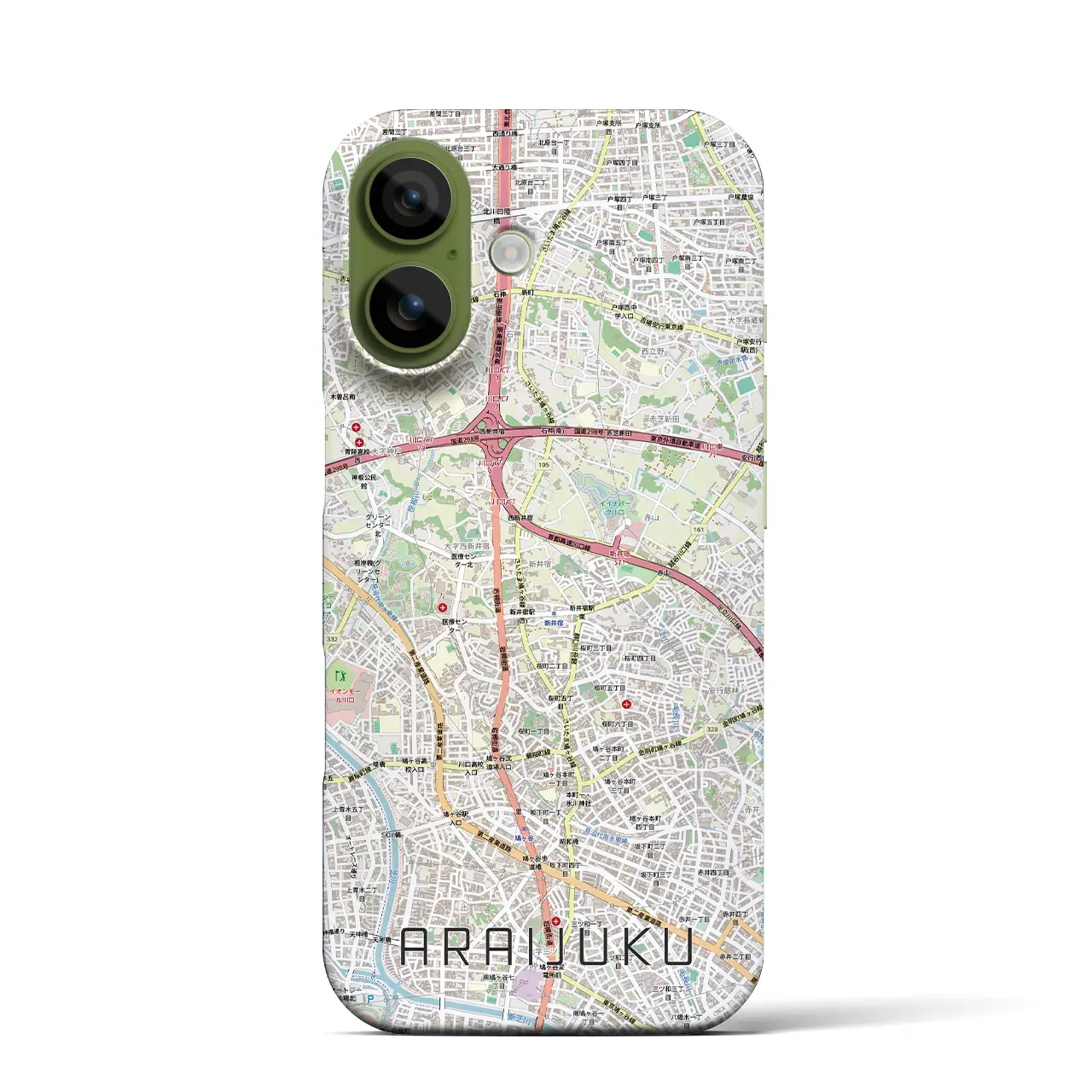 【新井宿（埼玉県）】地図柄iPhoneケース（バックカバータイプ）