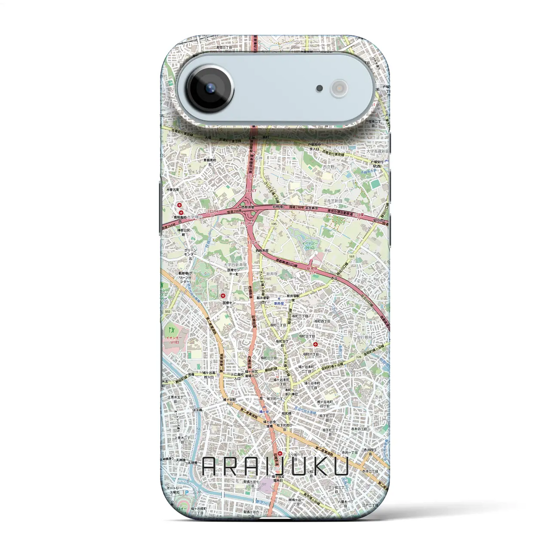【新井宿（埼玉県）】地図柄iPhoneケース（バックカバータイプ）ブラック・iPhone 17 Pro Max 用