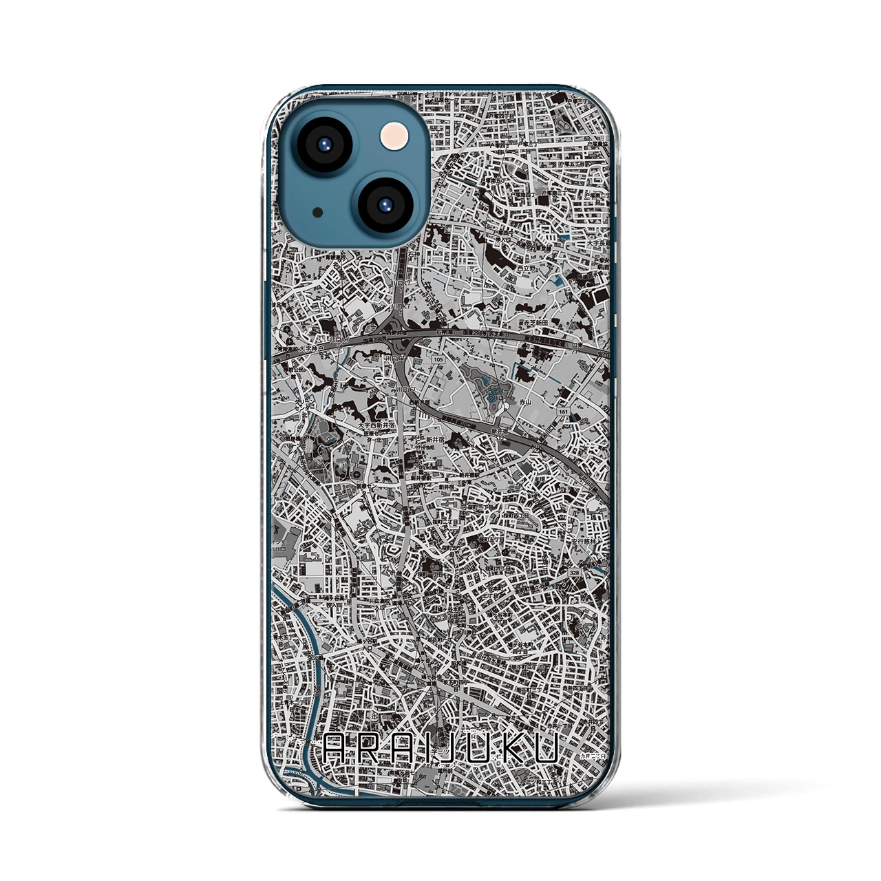 【新井宿（埼玉県）】地図柄iPhoneケース（クリアタイプ）