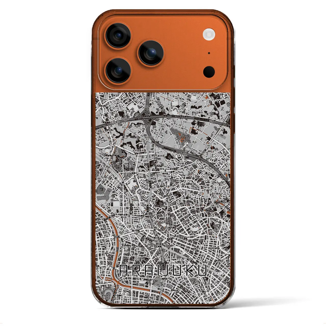 【新井宿（埼玉県）】地図柄iPhoneケース（クリアタイプ）モノトーン・iPhone 17 Pro Max 用