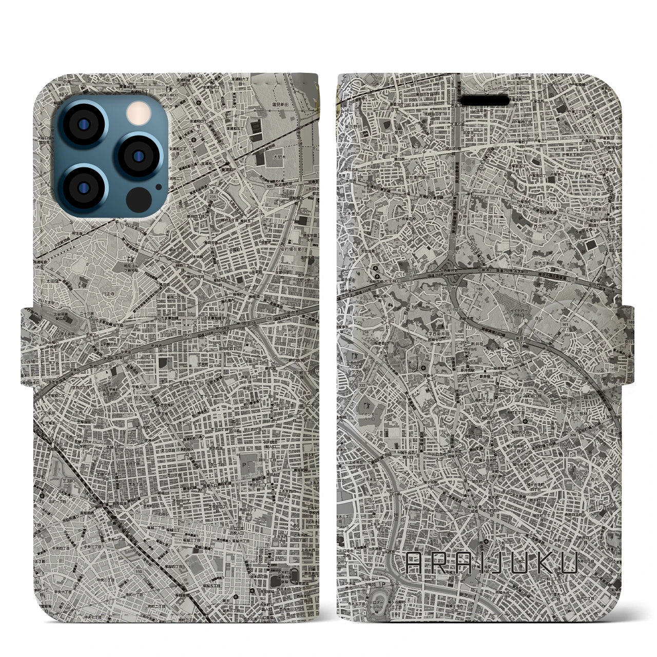 【新井宿（埼玉県）】地図柄iPhoneケース（手帳タイプ）