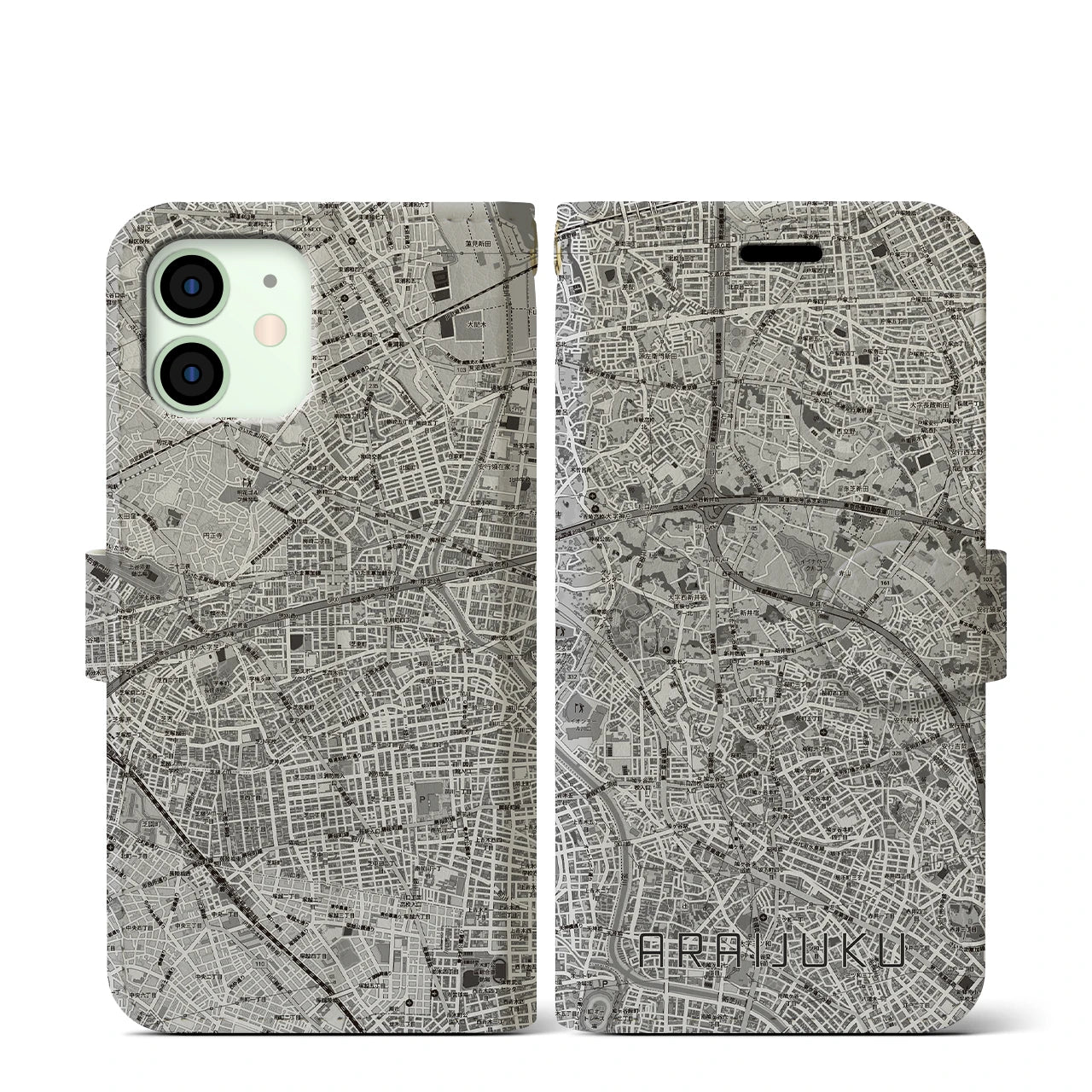 【新井宿（埼玉県）】地図柄iPhoneケース（手帳タイプ）