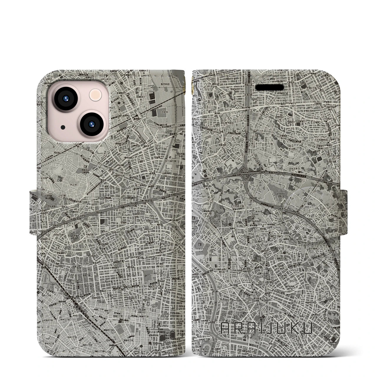 【新井宿（埼玉県）】地図柄iPhoneケース（手帳タイプ）