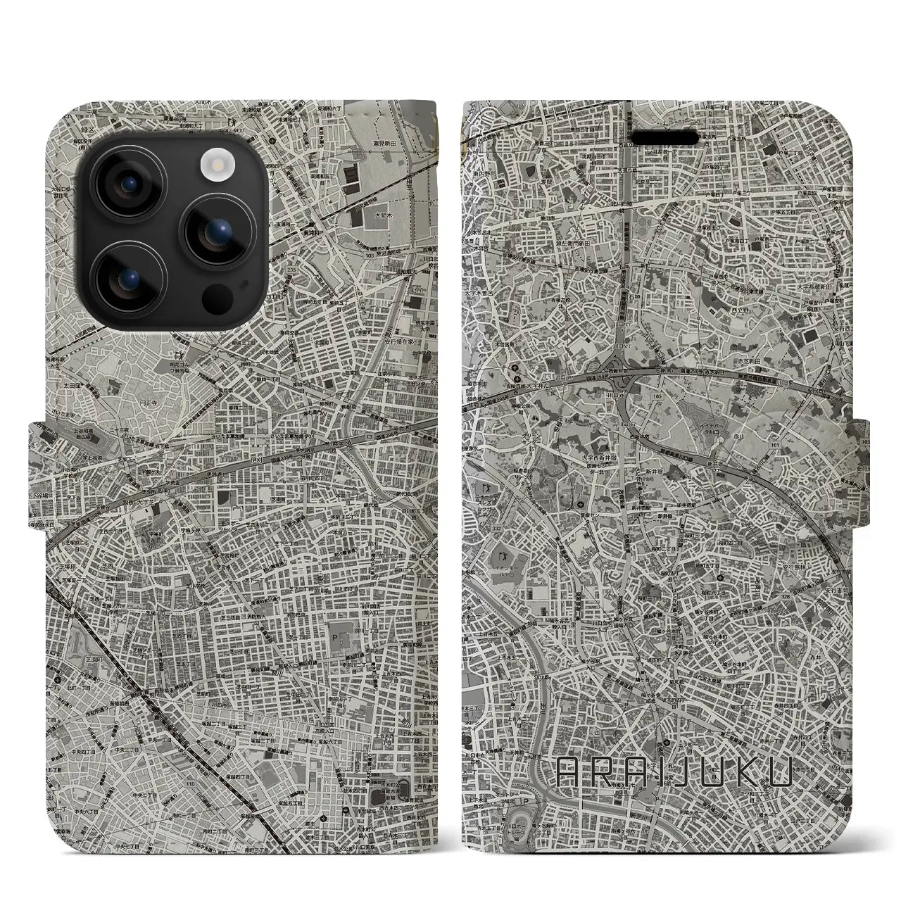 【新井宿（埼玉県）】地図柄iPhoneケース（手帳タイプ）