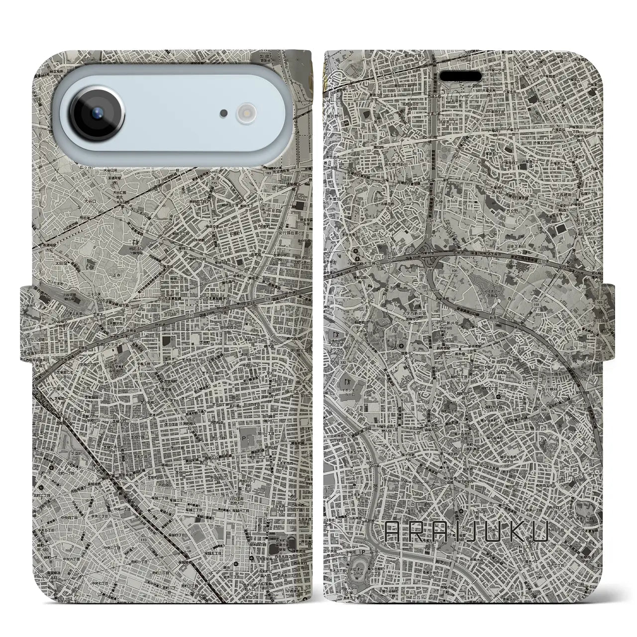 【新井宿（埼玉県）】地図柄iPhoneケース（手帳タイプ）